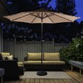 Villacera 9-Foot LED Outdoor Patio Umbrella with Base, Beige 83-OUT5420B